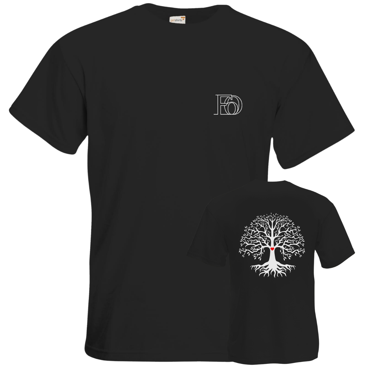 T-Shirt Premium - FoO Brust klein - Baum Rücken groß